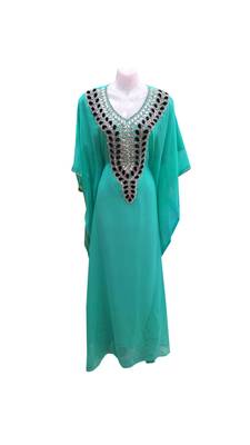 Sea green georgette embroidered islamic wedding farasha 1