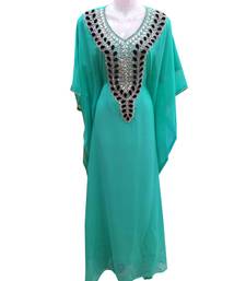 Sea green georgette embroidered islamic wedding farasha