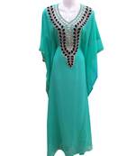 Sea green georgette embroidered islamic wedding farasha