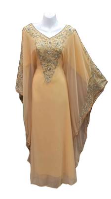 Beige georgette embroidered islamic wedding farasha 1