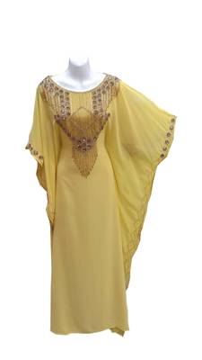 Light yellow georgette embroidered islamic wedding farasha 1