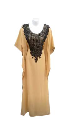 Beige georgette embroidered islamic wedding farasha 1