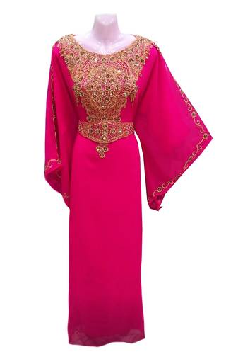 Pink georgette embroidered islamic wedding farasha