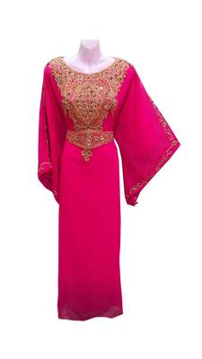 Pink georgette embroidered islamic wedding farasha 1