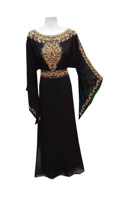 Black georgette embroidered islamic wedding farasha 1