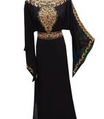 Black georgette embroidered islamic wedding farasha