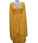 Yellow georgette embroidered islamic wedding farasha