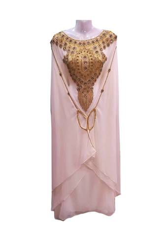 Pink georgette embroidered islamic wedding farasha