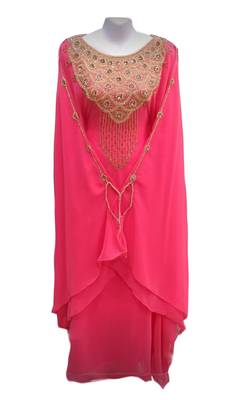 Pink georgette embroidered islamic wedding farasha 1