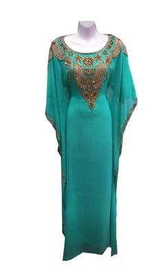 Firozi georgette embroidered islamic wedding farasha 1