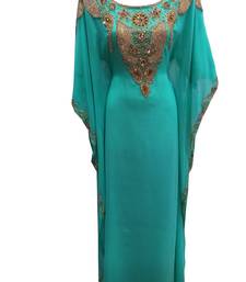 Firozi georgette embroidered islamic wedding farasha