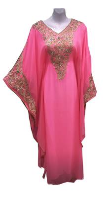 Pink georgette embroidered islamic wedding farasha 1