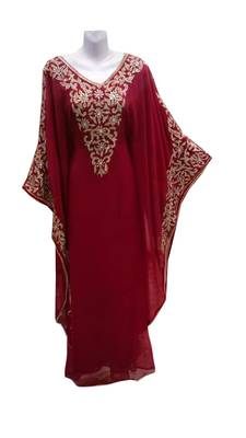 Maroon georgette embroidered islamic wedding farasha 1
