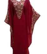Maroon georgette embroidered islamic wedding farasha
