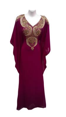 Magenta georgette embroidered islamic wedding farasha 1
