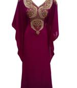 Magenta georgette embroidered islamic wedding farasha