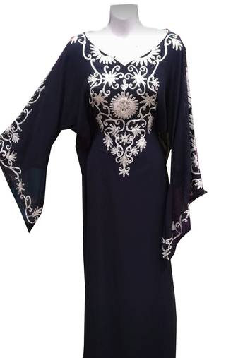 Blue georgette embroidered islamic wedding farasha
