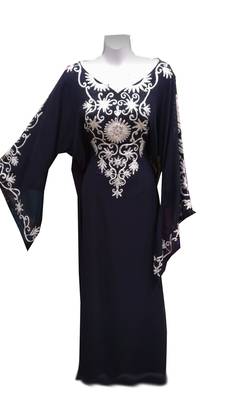 Blue georgette embroidered islamic wedding farasha 1