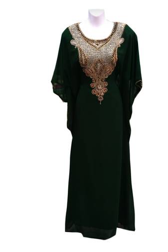 Green  georgette embroidered islamic wedding farasha