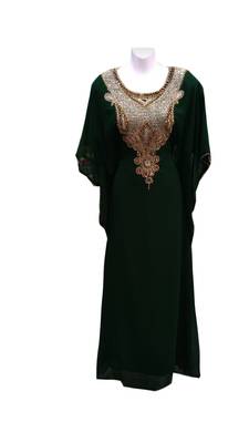 Green georgette embroidered islamic wedding farasha 1