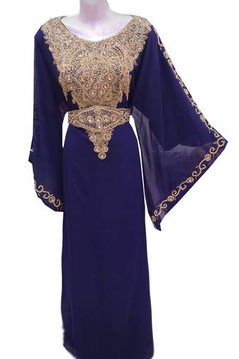 Blue georgette embroidered islamic wedding farasha