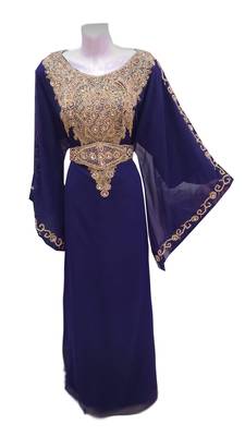 Blue georgette embroidered islamic wedding farasha 1