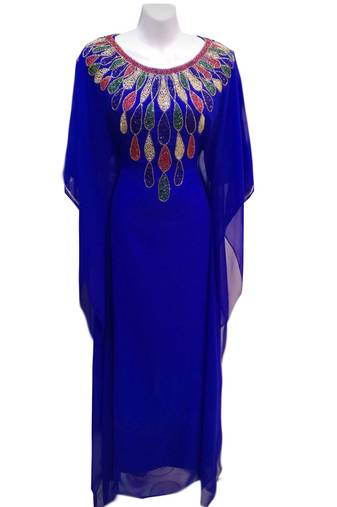 Blue georgette embroidered islamic wedding farasha