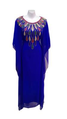 Blue georgette embroidered islamic wedding farasha 1