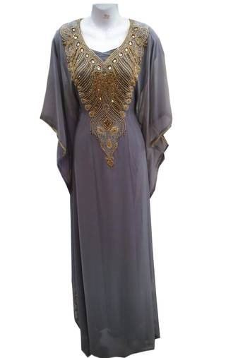 Grey georgette embroidered islamic wedding farasha