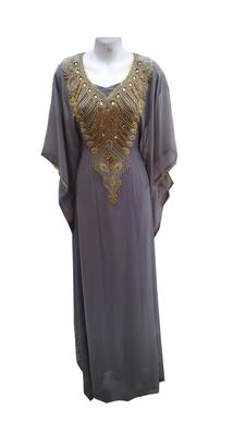 Grey georgette embroidered islamic wedding farasha 1