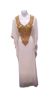 White georgette embroidered islamic wedding farasha 1