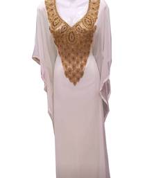 White georgette embroidered islamic wedding farasha