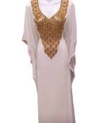 White georgette embroidered islamic wedding farasha