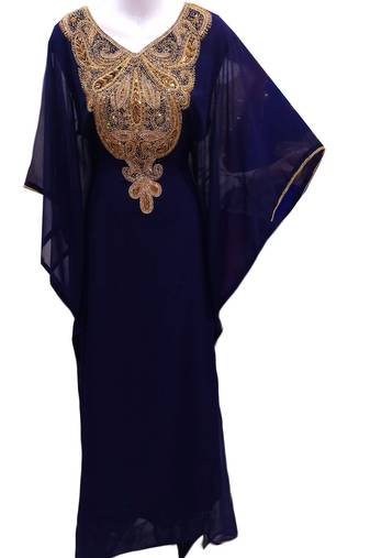 Navy blue georgette embroidered islamic wedding farasha