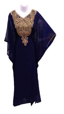 Navy blue georgette embroidered islamic wedding farasha 1