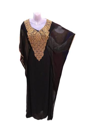 Black georgette embroidered islamic wedding farasha