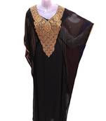 Black georgette embroidered islamic wedding farasha