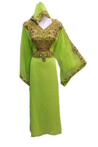 Green  georgette embroidered islamic wedding farasha