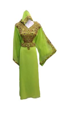 Green georgette embroidered islamic wedding farasha 1