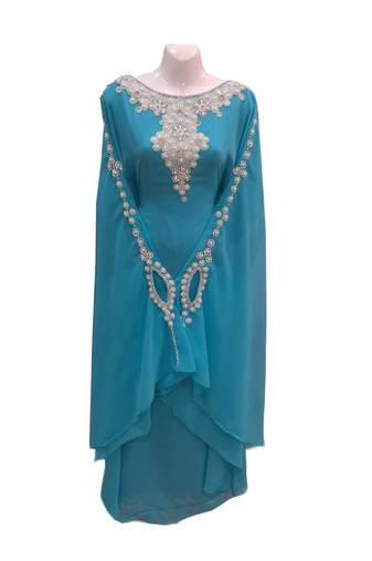 Firozi georgette embroidered islamic wedding farasha