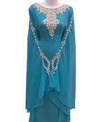 Firozi georgette embroidered islamic wedding farasha