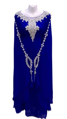 Royal blue georgette embroidered islamic wedding farasha 1