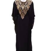 Black georgette embroidered islamic wedding farasha