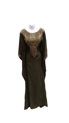 Mehendi green georgette embroidered islamic wedding farasha 1