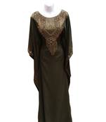 Mehendi green georgette embroidered islamic wedding farasha