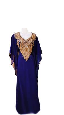 Blue georgette embroidered islamic wedding farasha 1