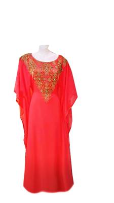 Pink georgette embroidered islamic wedding farasha 1