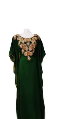 Green georgette embroidered islamic wedding farasha 1