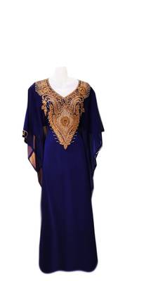 Blue georgette embroidered islamic wedding farasha 1