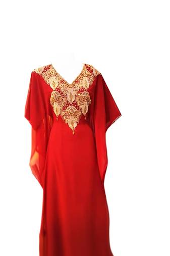 Red georgette embroidered islamic wedding farasha